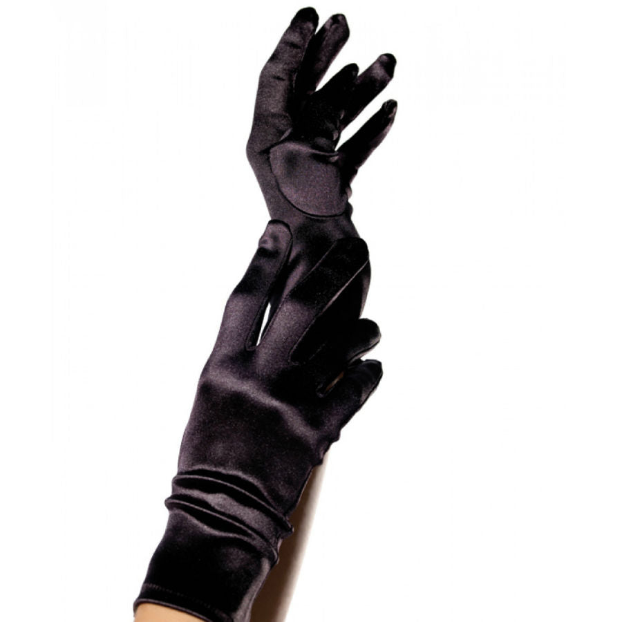 Leg Avenue Accessories - Black Satin Gloves - One Size