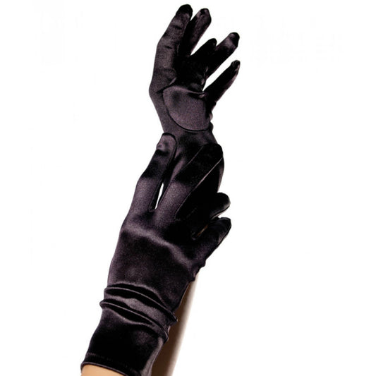 Leg Avenue Accessories - Black Satin Gloves - One Size