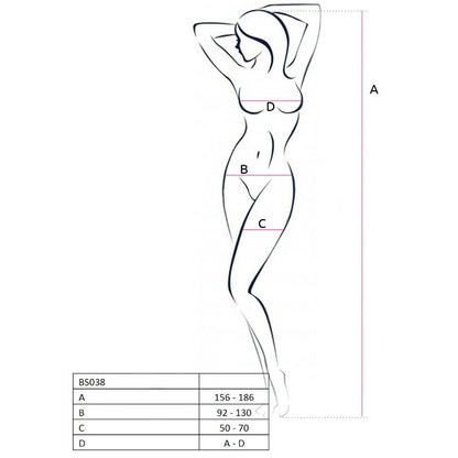 Passion Woman Bodystockings - Black Bodystocking BS038, Sexy Open Back Design, One Size