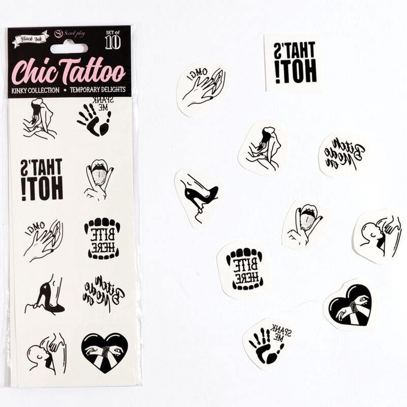 Secretplay- Set De 10 Tatuaje Temporare Kinky Collection