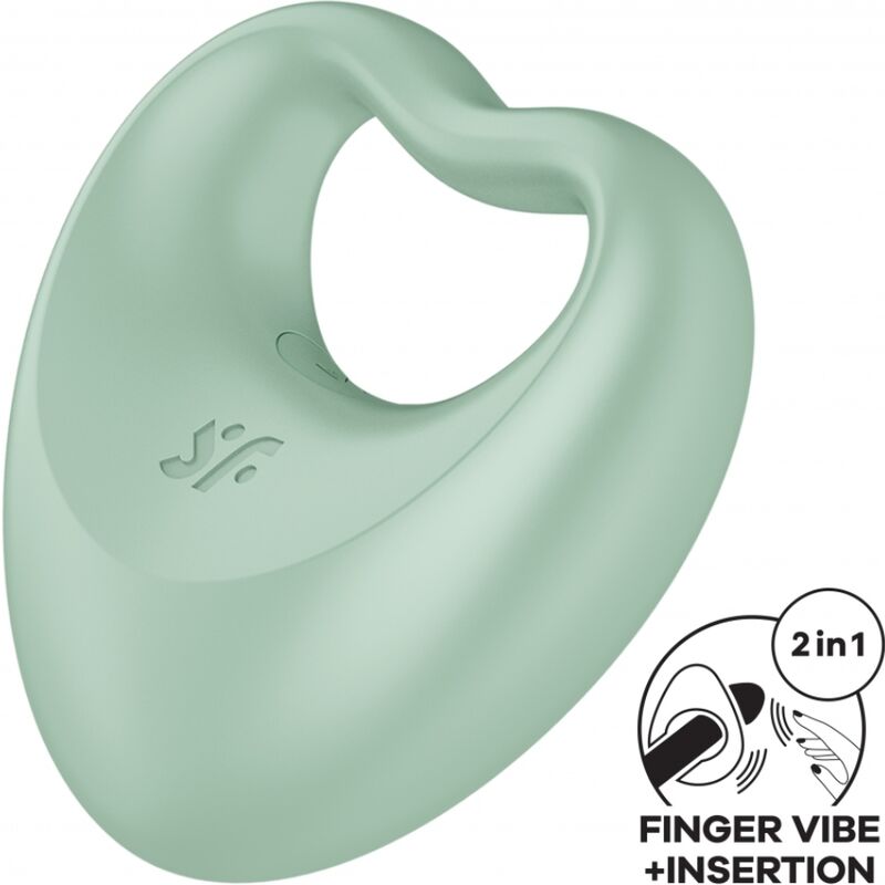 Satisfyer Vibrator - Perfect Pair 3 Green, 2 in 1, Penis Ring and Finger Vibrator, 12 Vibration Programs