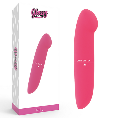 Glossy - Phil Pink Vibrator, G Spot Stimulation, Size 13cm, Powered by AA Battery