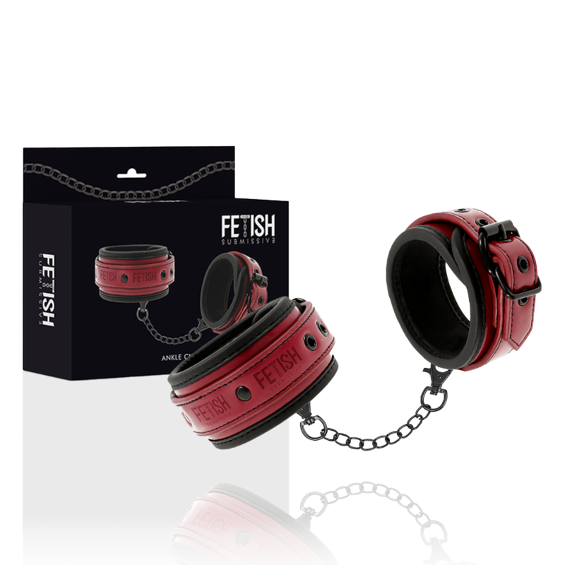 Fetish Submissive Dark Room - Vegan Leather Ankle Cuffs with Neoprene Lining and Nickel Free Metal