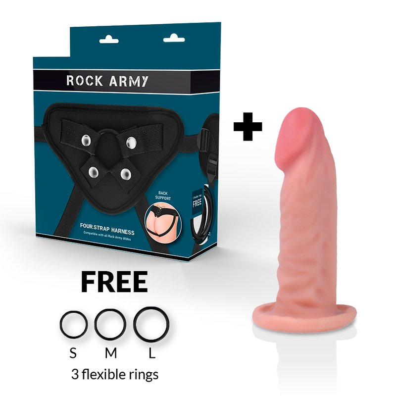 Rock Army- Harnașament + Dildo Realist Tigru Cu Dublă Densitate 14Cm