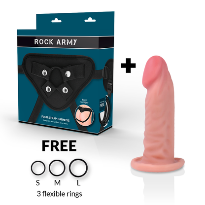 Rock Army- Harnașament + Dildo Realist Tigru Cu Dublă Densitate 14Cm