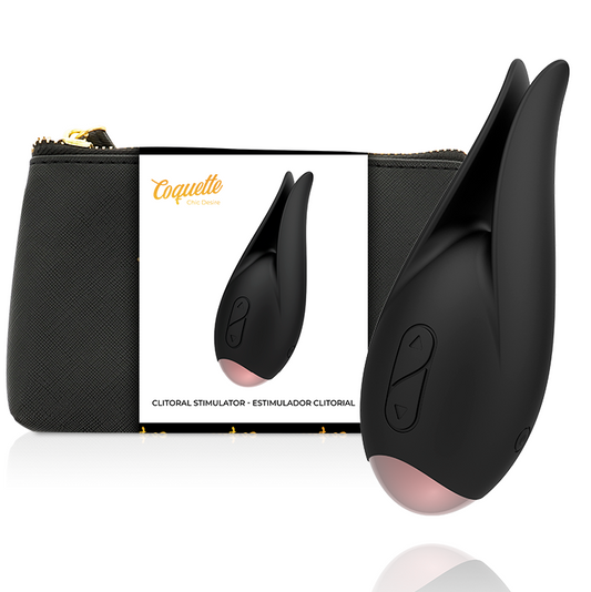 Coquette Toys - Coquette Chic Desire Rechargeable Clitoral Stimulator, Black / Gold Flower, 10 Vibration Patterns, Size: 99 X 59MM, IPX6, Silent