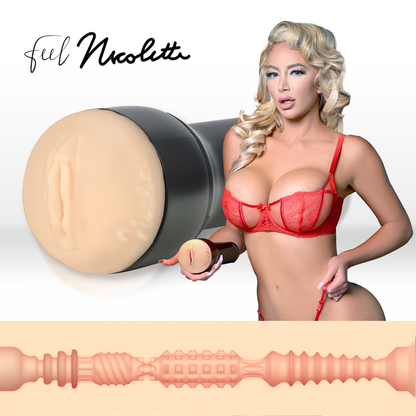 Kiiroo Keon + Feel Nicolette Shea Stroker + Aqua Quality Lube 50 Ml - Interactive Male Masturbator with Nicolette Shea Stroker and Quality Lube 