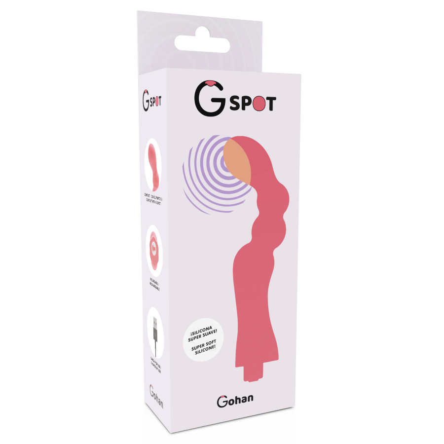 G-Spot - Gohan Rechargeable G Spot Vibrator, 10 Vibration Modes, Medical Silicone, Light Red, Dimensions: 200x50mm