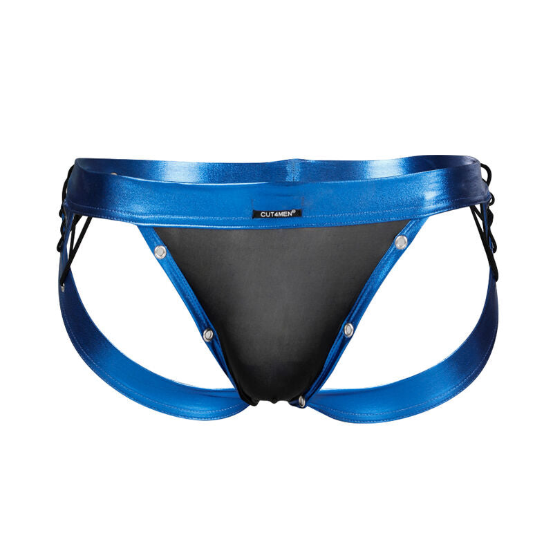 Cut4Men Jockstrap- Suspensor Desire Blue Leatherette Xl