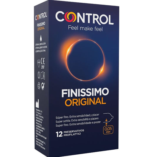 Control Condoms - Finissimo Condoms, 12 Pieces, Natural Latex, Super-Thin, Ergonomic, Dermatologically Tested, Nominal Width 54 mm