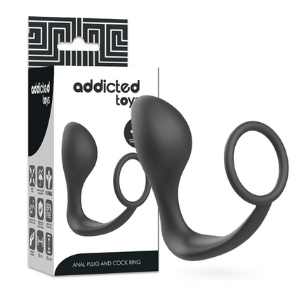 Addicted Toys-Dop Anal Cu Inel Negru Din Silicon