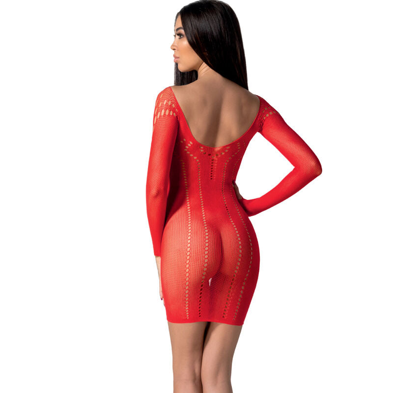 Passion Woman Bodystockings - Red Bodystocking With Sensual Pattern, One Size