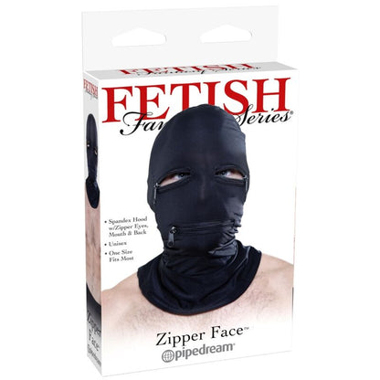 Fetish Fantasy Series - High Quality Polyester-Spandex Black Zipper Hood