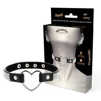 Coquette Accessories - Heart Vegan Leather Choker (Dimensions: 390mm L x 17mm W)