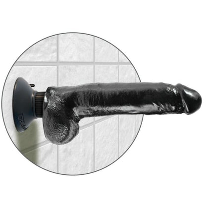 King Cock - Realistic Vibrator 23 cm with Balls, Color Black