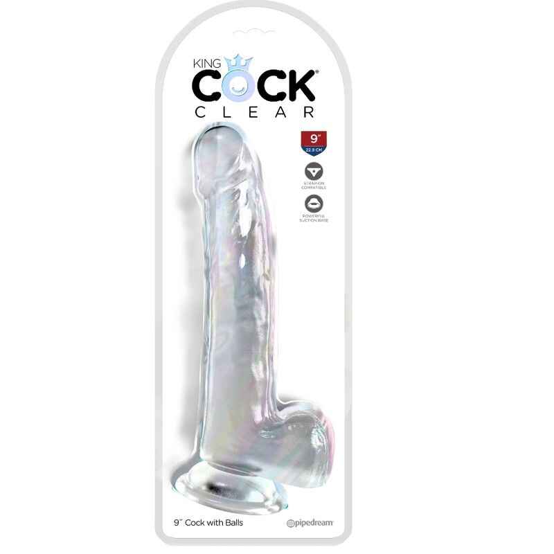 King Cock- Dildo Transparent Cu Testicule 20,3 Cm Transparent