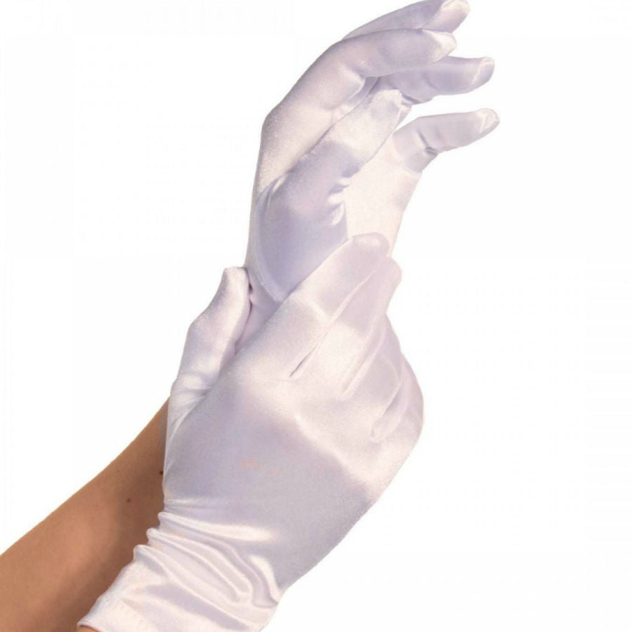 Leg Avenue Accessories - White Satin Short Gloves - One Size