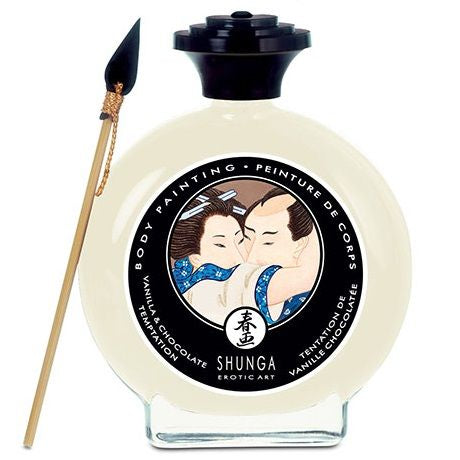 Shunga Massage Cream - Body Paint With Vanilla And Chocolate, 100 ml, With Edible Brush Included