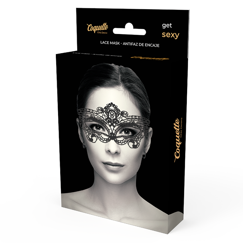 Coquette Accessories - Fine Black Lace Eye Mask With Elegance Design