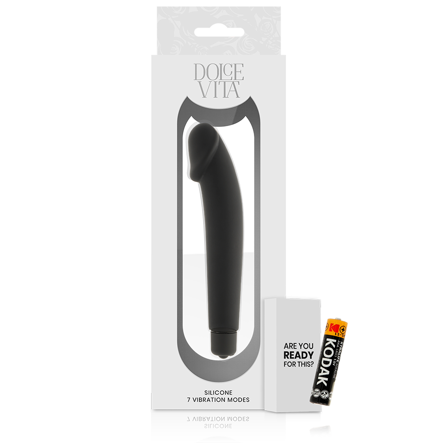 Dolce Vita - Realistic Black Silicone, Material: Silicone, Waterproof, Soft and Flexible Texture