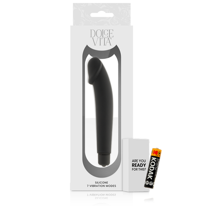 Dolce Vita - Realistic Black Silicone, Material: Silicone, Waterproof, Soft and Flexible Texture