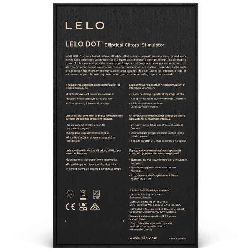 Lelo - Pink Dot Clitoral Stimulator, Infinite Loop Technology, 8 Powerful Pleasure Settings