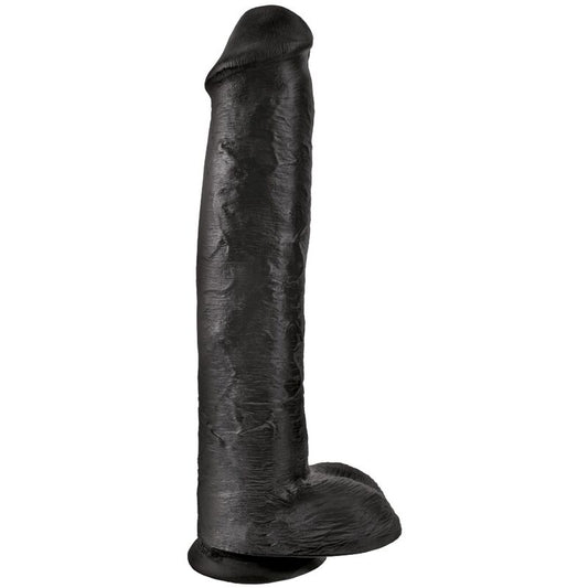 King Cock-  Penis Realist Cu Bile 34,2 Cm Negru