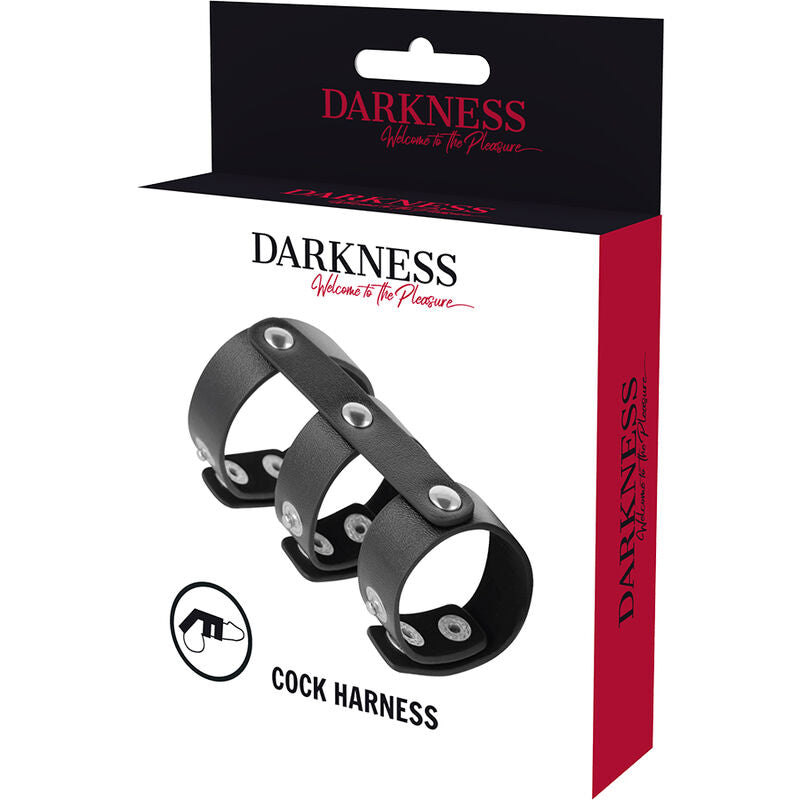 Darkness Bondage - Double Adjustable Leather Penis and Testicle Ring