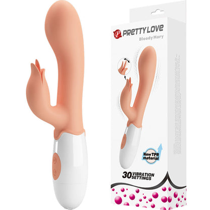 Pretty Love Flirtation - Bloody Mary Vibrator with Stimulator, 30 Vibration Modes, TPR, Flesh Color