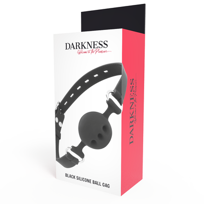 Darkness Bondage-  Negru Negru Respirabil Silicon Gag Silicon Respirabil