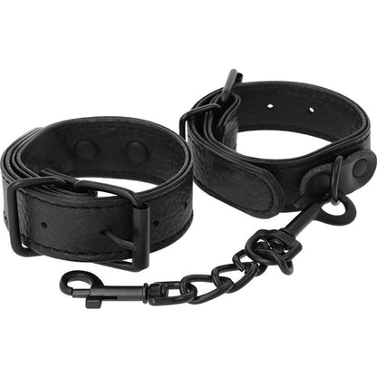 Darkness Bondage - Thin Textured Wide Handcuffs, Stylish BDSM Accessory Made of PU and Metal, Nickel Free