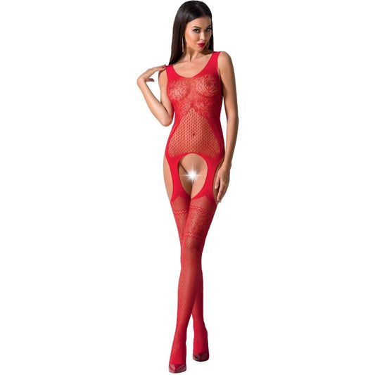 Passion Woman Bodystockings - Red Bodystocking Model BS061, Sexy Lace and See-through, Open Crotch, One Size