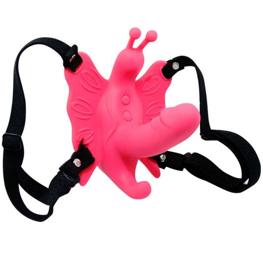 Baile Stimulating - Ultra Passionate Butterfly Harness, Silicone Vibrator with 10 Vibration Functions, Deep Red