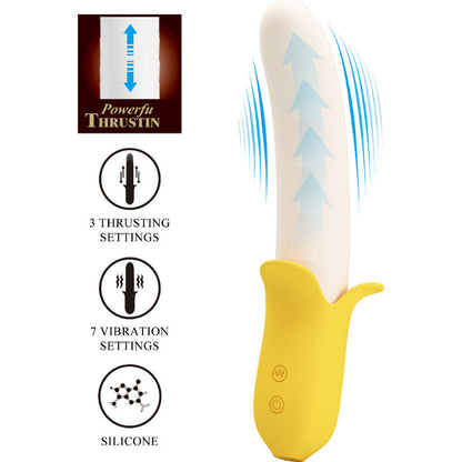 Pretty Love - Banana Geek Super Power 7 Vibration Settings and 3 Push Settings, Silicone, USB Rechargeable, Color: Yellow