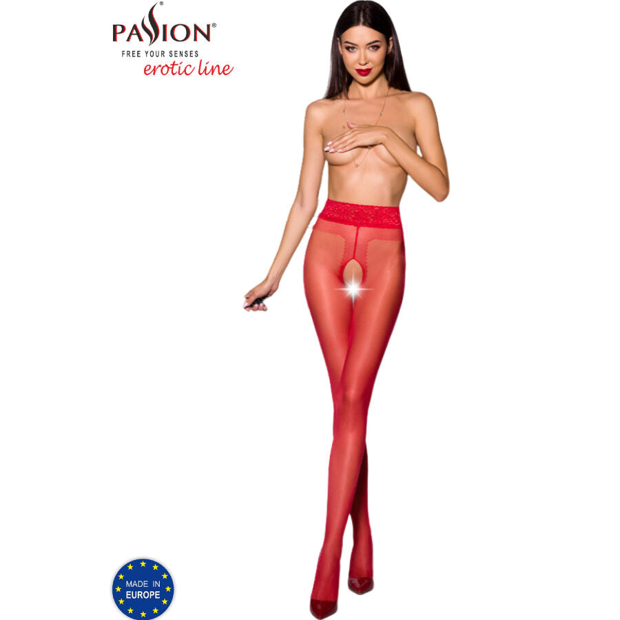 Passion Woman Garter &amp; Stock - Tiopen 001 Red 3/4 Stocking (20 Den), Classic, Allergy Free, Fade Resistant