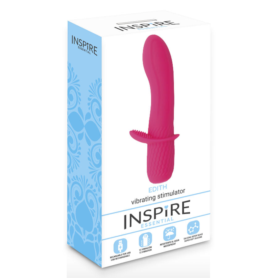 Essential Inspiration - Edith Pink, Flexible Rechargeable Vibrator, 12 Vibration Functions, Water Resistant, Hypoallergenic Silicone