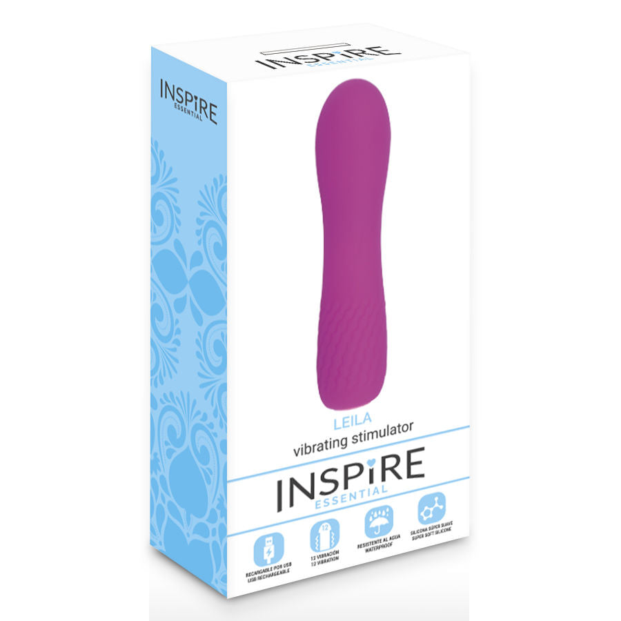 Essential Inspiration - Leila Purple, Flexible Rechargeable Vibrator, 12 Vibration Functions, Water Resistant, Hypoallergenic Silicone, Vibration Pattern Memory