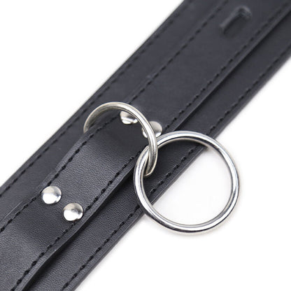 Ohmama Fetish - 3 Ring Submission Collar (Faux Leather, Adjustable)