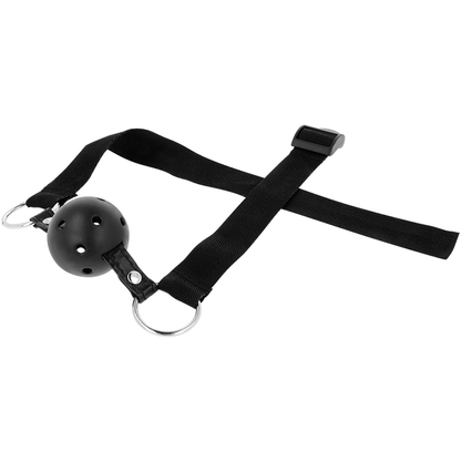 Ohmama Fetish Black Breathable Ball Gag - BDSM Toy With Adjustable Black Fabric Straps