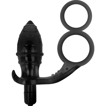 Addicted Toys - Double Ring Anal Plug with Vibrator, Black