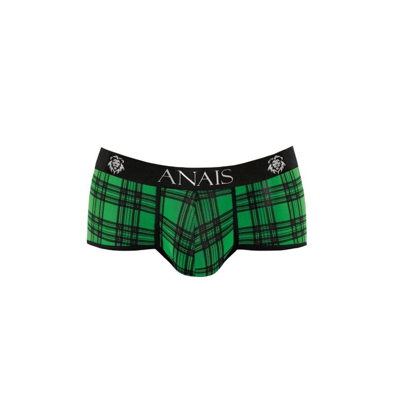 Anais Men's Boxer &amp; Brief - Magic Brief XL, Sexy Soft Lycra Check Pattern Green Black Underpants