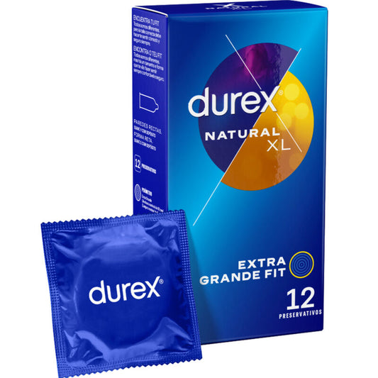 Durex Condoms - Natural XL Transparent and Lubricated Condoms 12 Units