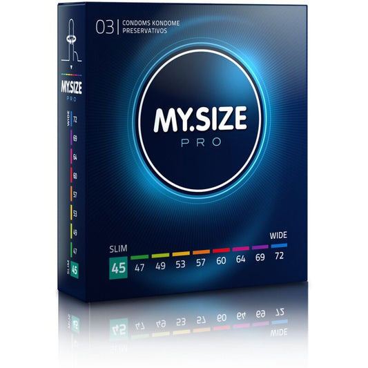 My Size Pro - Custom Condoms, 45mm Thickness, 3 Units, Vegan, Ultra-Sensitive