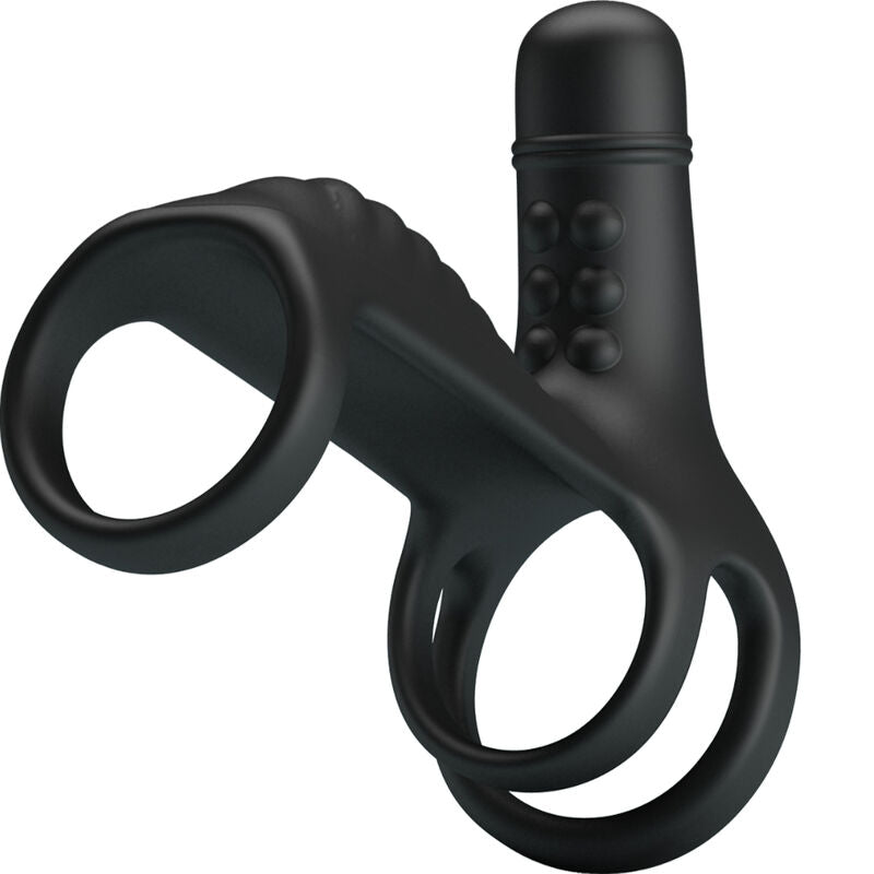 Pretty Love Male - Soft And Elastic Silicone Vibrating Penis Sling, 10 Vibration Modes, Black