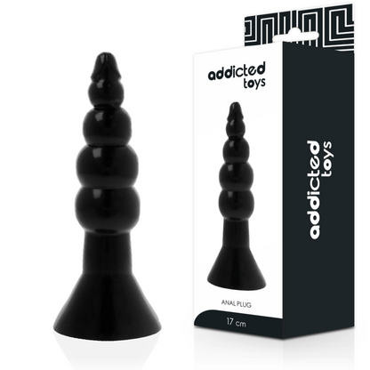 Addicted Toys - 17 cm Flexible Black Anal Plug, Hypoallergenic TPR Material