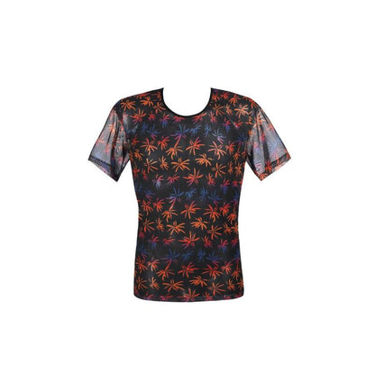 Anais Men Accesories - Chill S T-Shirt, Soft Black Tulle With Colorful Print, Size: S