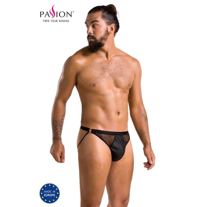 Passion Men - 034 Slip Open Luke Black L/XL Stylish Polyurethane and Polyester Briefs Made in EU