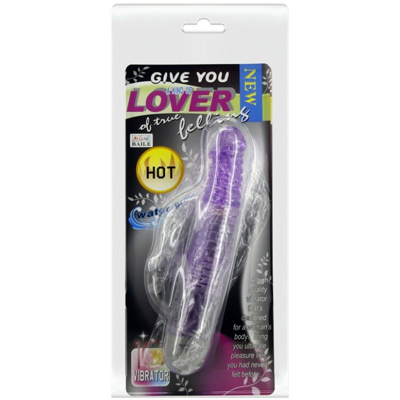 Baile Vibrators - Violet Multi-Climax Vibrator with 10 Functions, Ribbed Shaft, Water Resistant, TPR, 2AAA Batteries, Measurements: See Image