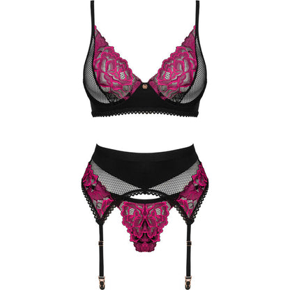 Obsessive Sets - Rosenty Three Piece Lingerie Set XS/S