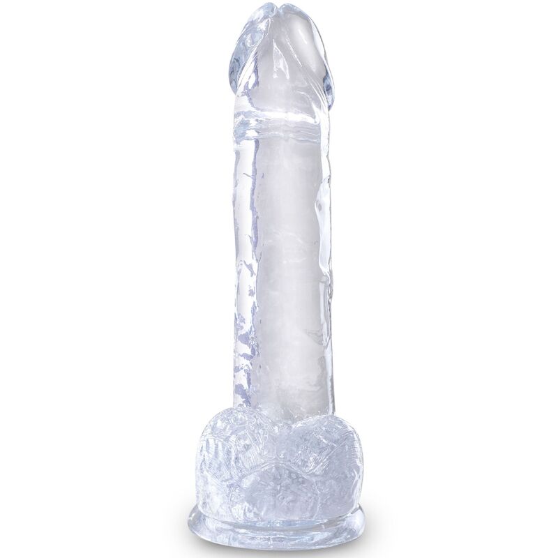 King Cock- Penis Realist Transparent Cu Bile De 15,2 Cm Transparent